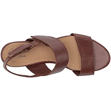Sandalia Mujer Tacón Lorene Bright Clarks Cuero Tostado