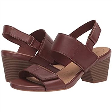 Sandalia Mujer Tacón Lorene Bright Clarks Cuero Tostado