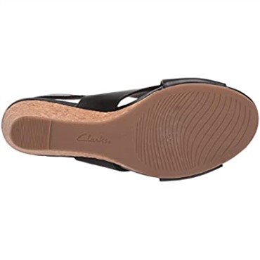 Sandalia Con Cuña Margee Eve Para Mujer En Piel Negra Clarks