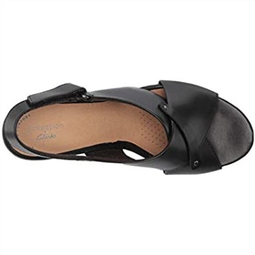 Sandalia Con Cuña Margee Eve Para Mujer En Piel Negra Clarks