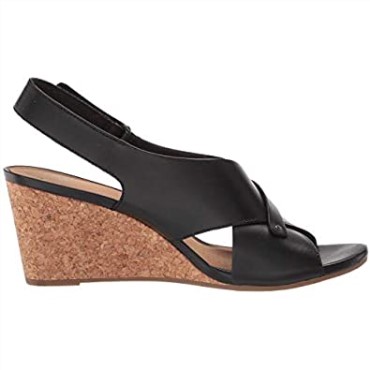 Sandalia Con Cuña Margee Eve Para Mujer En Piel Negra Clarks