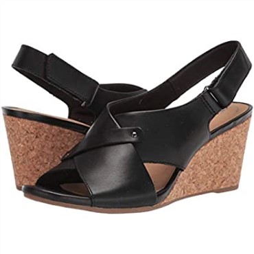 Sandalia Con Cuña Margee Eve Para Mujer En Piel Negra Clarks
