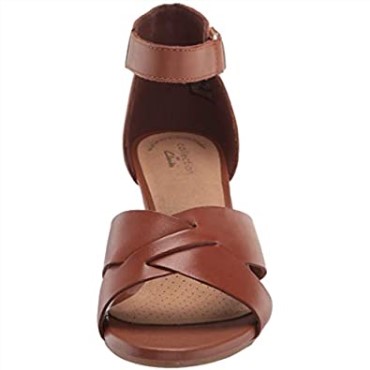 Sandalia Mujer Cuña Margee Gracie Clarks Cuero Tostado