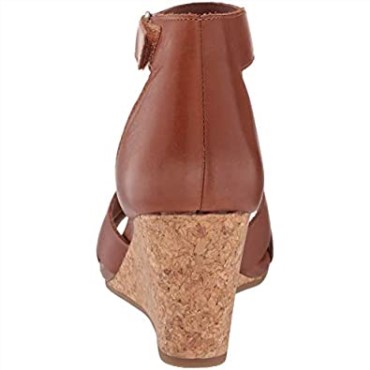 Sandalia Mujer Cuña Margee Gracie Clarks Cuero Tostado
