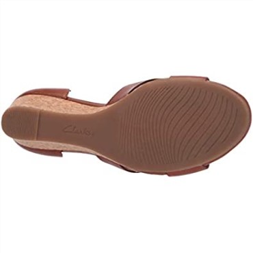 Sandalia Mujer Cuña Margee Gracie Clarks Cuero Tostado