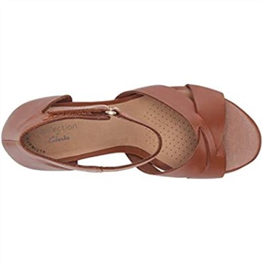 Sandalia Mujer Cuña Margee Gracie Clarks Cuero Tostado