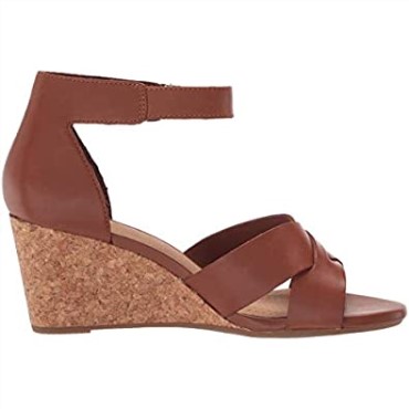 Sandalia Mujer Cuña Margee Gracie Clarks Cuero Tostado