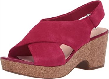Sandalia Cuña Mujer Maritsa Lara Clarks Ante Fucsia