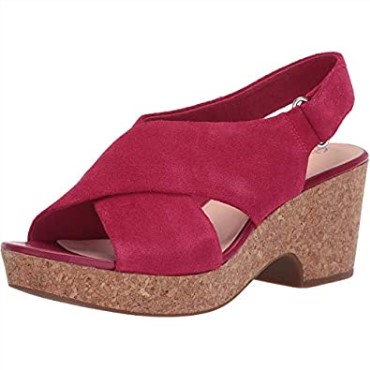 Sandalia Cuña Mujer Maritsa Lara Clarks Ante Fucsia