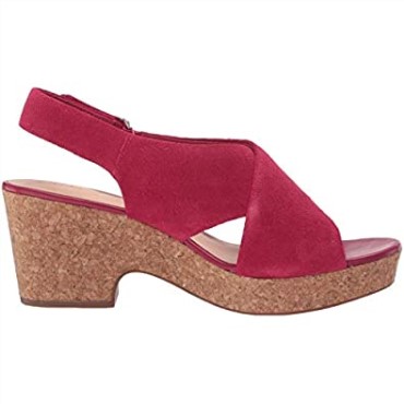 Sandalia Cuña Mujer Maritsa Lara Clarks Ante Fucsia
