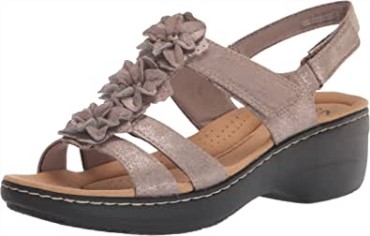 Sandalia De Tacón Mujer Merliah Sheryl Clarks Taupe Metalizado Sintético