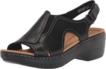 Sandalia Mujer Cuña Merliah Estilo Clarks Cuero Tostado