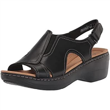 Sandalia Mujer Cuña Merliah Estilo Clarks Cuero Tostado