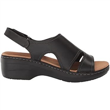 Sandalia Mujer Cuña Merliah Estilo Clarks Cuero Tostado