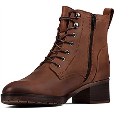 Botas Mujer Mila Cordones Clarks Cuero Tostado Oscuro