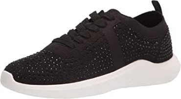 Sneaker Mujer Nova Spark Clarks Textil Negro Con Destellos