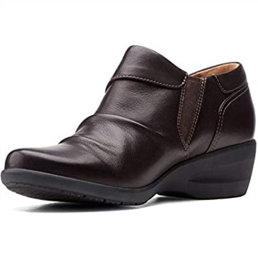 Botín Mujer Rosely Lo Burgundy Suede Clarks Cuero Marrón Oscuro
