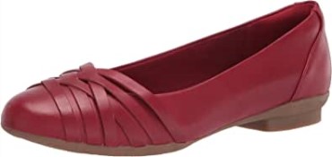Bailarinas Mujer Sara Clover Clarks Cuero Rojo