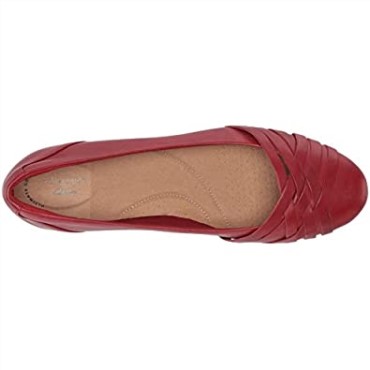 Bailarinas Mujer Sara Clover Clarks Cuero Rojo