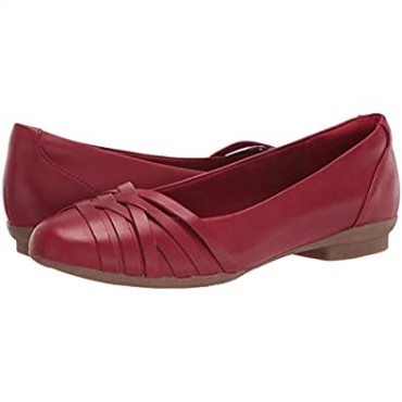 Bailarinas Mujer Sara Clover Clarks Cuero Rojo