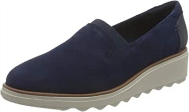 Mocasín Mujer Sharon Dolly Clarks Ante Azul Oscuro