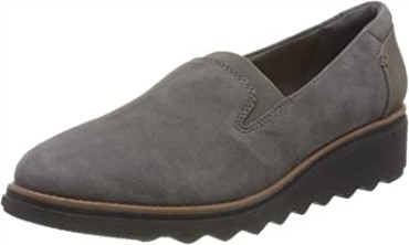 Mocasines De Mujer Sharon Dolly Clarks Grey Suede W Dark Tan World