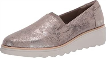 Mocasines Mujer Sharon Dolly Peltre Metalizado Textil Clarks