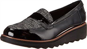 Mocasines Mujer Sharon Gracie Charol Negro Combi Clarks
