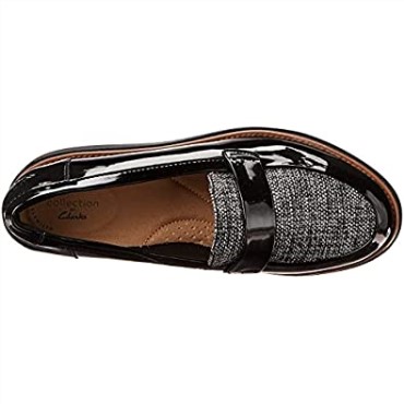 Mocasines Mujer Sharon Gracie Charol Negro Combi Clarks