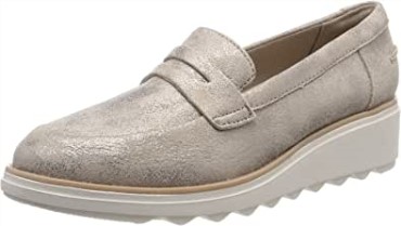 Mocasines Mujer Sharon Ranch Pen Ny Beige Peltre Clarks