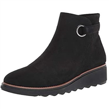 Botines Mujer Sharon Primavera Clarks Ante Negro Con Ribete Tostado Oscuro
