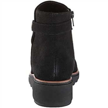 Botines Mujer Sharon Primavera Clarks Ante Negro Con Ribete Tostado Oscuro