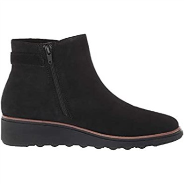 Botines Mujer Sharon Primavera Clarks Ante Negro Con Ribete Tostado Oscuro