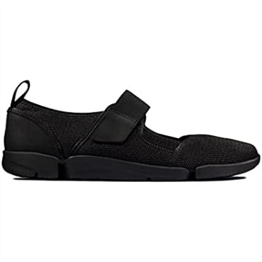 Zapatillas Sin Cordones Mujer Tri Amelia Bar Clarks Beige Malla Negra Malla Negra