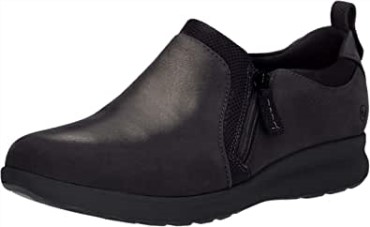 Sneaker Un Adorn Zip Mujer Clarks Cuero Negro Ante Combi