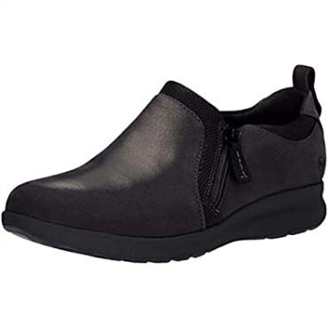 Sneaker Un Adorn Zip Mujer Clarks Cuero Negro Ante Combi