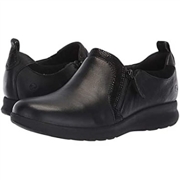 Sneaker Un Adorn Zip Mujer Clarks Cuero Negro Ante Combi