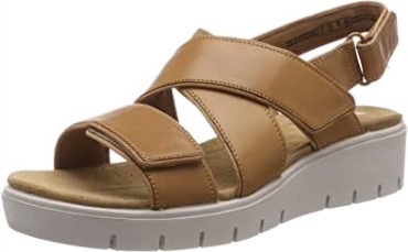 Sandalias De Mujer Un Karely Dew Sling Back Clarks Marron Cuero Tostado Claro