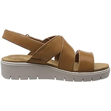 Sandalias De Mujer Un Karely Dew Sling Back Clarks Marron Cuero Tostado Claro