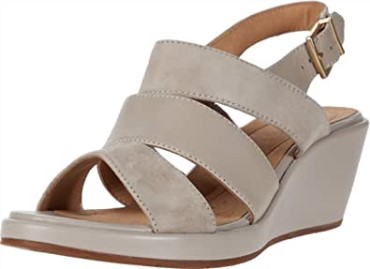 Sandalia Un Plaza Go Cuña Mujer Clarks Stone Suede Cuero Combi