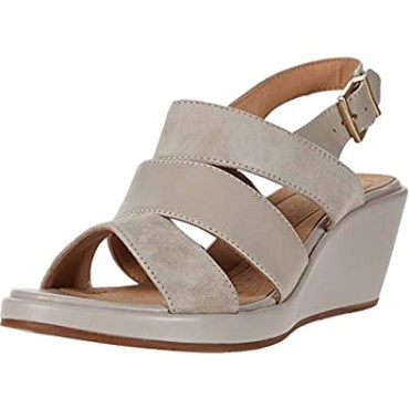 Sandalia Un Plaza Go Cuña Mujer Clarks Stone Suede Cuero Combi