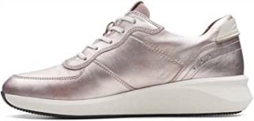 Clarks Cuero Metalizado Platino Un Rio Sprint De Mujer Cuero Metalizado Platino