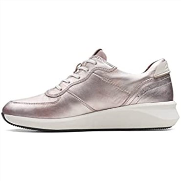 Clarks Cuero Metalizado Platino Un Rio Sprint De Mujer Cuero Metalizado Platino