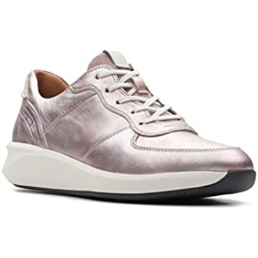 Clarks Cuero Metalizado Platino Un Rio Sprint De Mujer Cuero Metalizado Platino