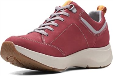 Zapatillas Mujer Wave 20 Cordones Vino Nubuck Combi Clarks