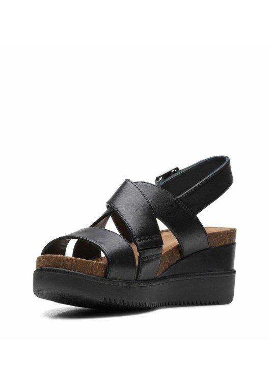 Lizby Sandalias Cuña Cruzadas Clarks Cuero Negro