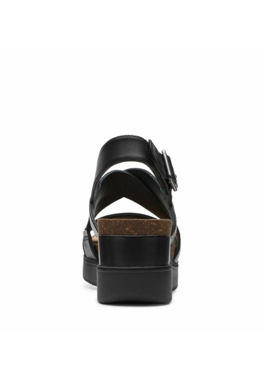 Lizby Sandalias Cuña Cruzadas Clarks Cuero Negro