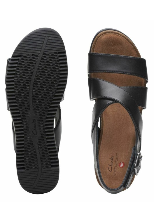 Lizby Sandalias Cuña Cruzadas Clarks Cuero Negro