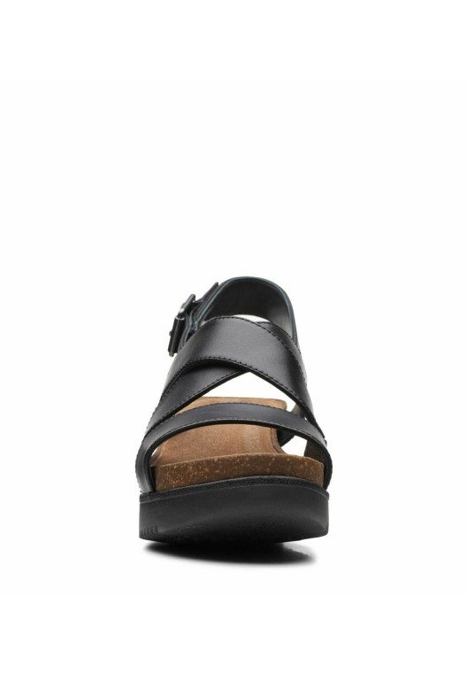 Lizby Sandalias Cuña Cruzadas Clarks Cuero Negro