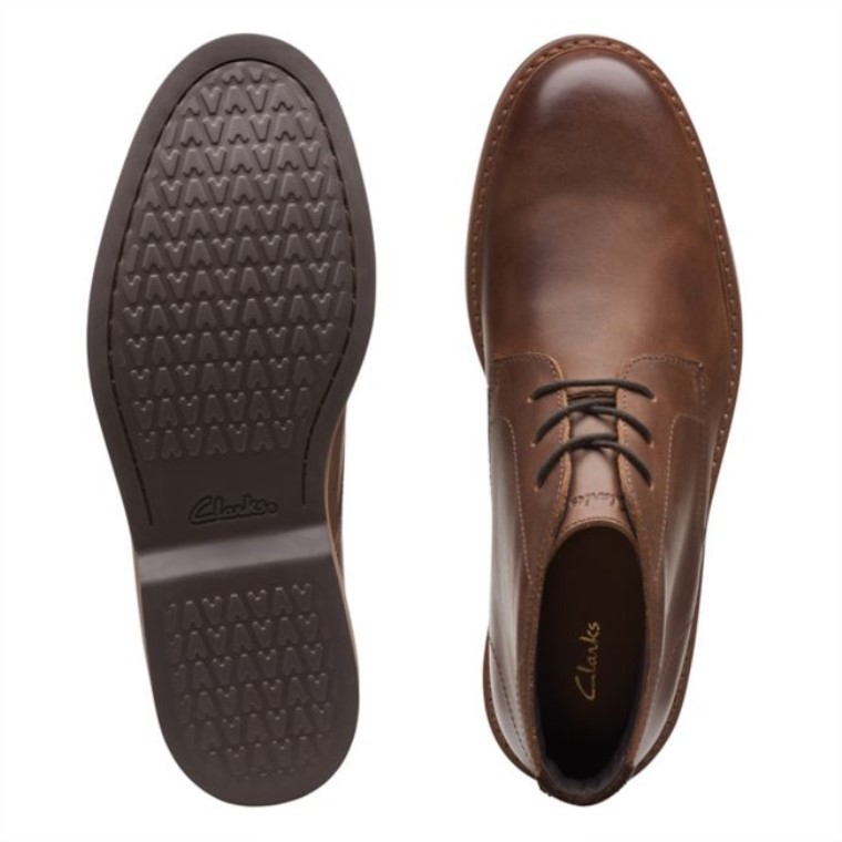 Atticus Lt Mid Cuero Marrón Oscuro Clarks Cuero Marrón Oscuro